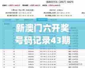 新澳门六开奖号码记录43期,综合计划评估_随身版HWP26.816