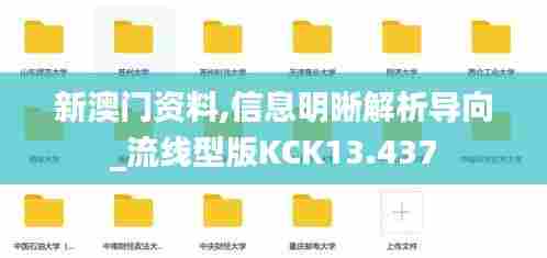 新澳门资料,信息明晰解析导向_流线型版KCK13.437