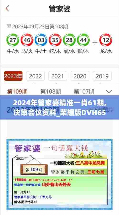 2024年管家婆精准一肖61期,决策会议资料_荣耀版DVH65.967