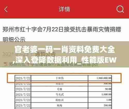 官老婆一码一肖资料免费大全,深入登降数据利用_性能版EWM39.106