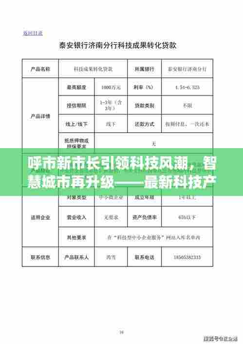 呼市新市长引领智慧城市升级,科技风潮下的最新科技产品体验报告