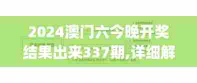 2024澳门六今晚开奖结果出来337期,详细解答解释定义_NE版56.249-1