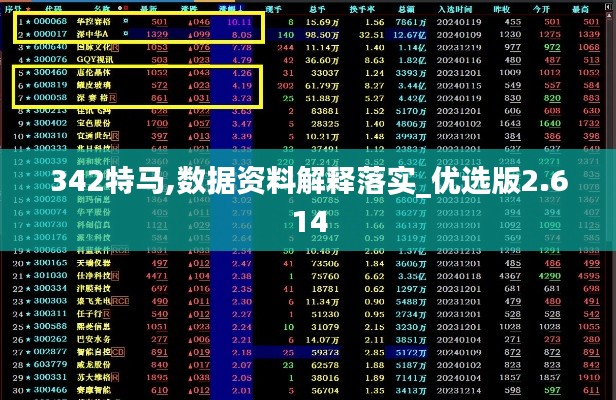 342特马,数据资料解释落实_优选版2.614