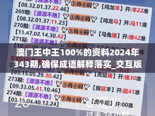 澳门王中王100%的资料2024年343期,确保成语解释落实_交互版19.145
