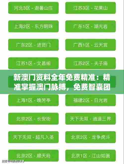 新澳门资料全年免费精准:精准掌握澳门脉搏,免费智囊团