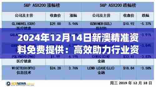 2024年12月14日新澳精准资料免费提供:高效助力行业资讯获取