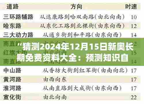 “猜测2024年12月15日新奥长期免费资料大全:预测知识自由化的全新趋势”