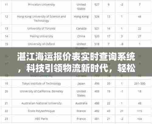 湛江海运实时报价查询系统,科技驱动物流革新,轻松掌握海运新纪元
