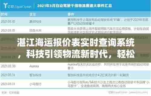 湛江海运实时报价查询系统,科技驱动物流革新,轻松掌握海运新纪元