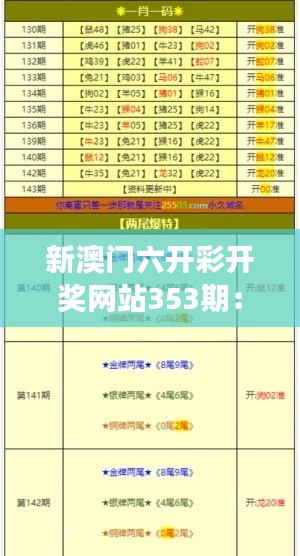 新澳门六开彩开奖网站353期:353期中奖号码预测
