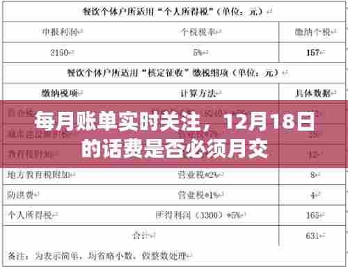 每月账单实时关注,关于12月18日话费缴纳方式的疑问