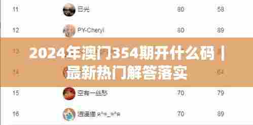 2024年澳门354期开什么码|最新热门解答落实