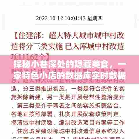 探秘小巷深处的隐藏美食,特色小店的实时数据库之旅