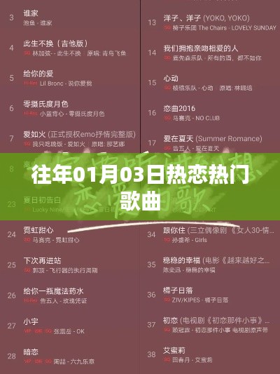 精选热恋流行歌曲回顾,历年一月三日上榜金曲