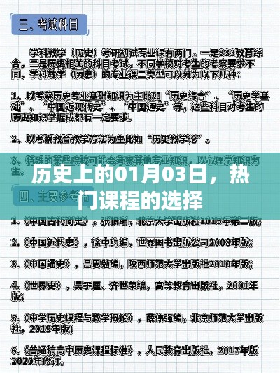 历史上的重要日子,一月三日热门课程的选择