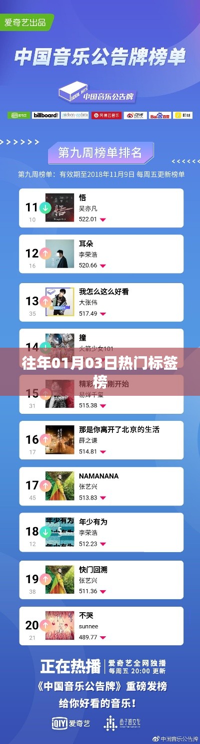 热门标签榜概览,历年一月三日动态盘点