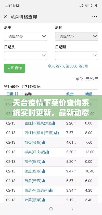 天台疫情下菜价查询系统实时更新,最新动态速览
