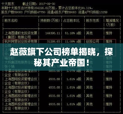 赵薇旗下公司榜单揭晓,探秘其产业帝国!