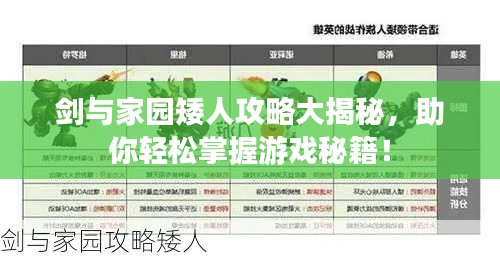 剑与家园矮人攻略大揭秘,助你轻松掌握游戏秘籍!