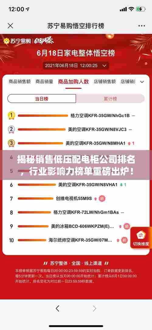 揭秘销售低压配电柜公司排名,行业影响力榜单重磅出炉!