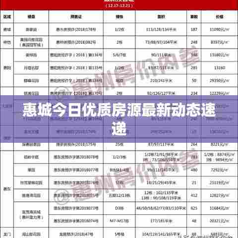 惠城今日优质房源最新动态速递