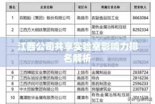 江西公司共享实验室影响力排名解析