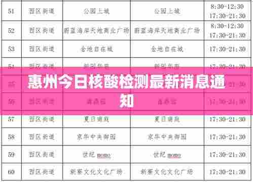 惠州今日核酸检测最新消息通知
